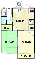 ドエル安斎 2DKの間取図画像