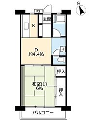 UR村上 10階1DKの間取り