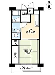 UR村上 10階1DKの間取り