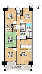 レインボー北方 4LDKの間取図画像