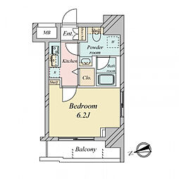 ヴェルステージ池袋 1Kの間取図画像