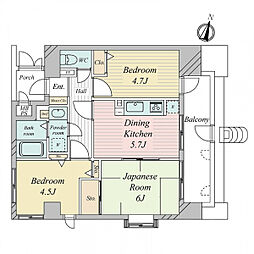 セザール大山 3DKの間取り