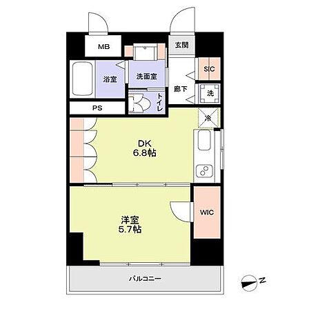 1DK、価格:4100万円、専有面積:34.56m2、バルコニー面積:3.51m2
