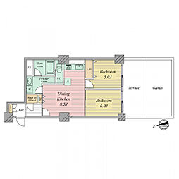 ロイヤルパレス 2DKの間取り