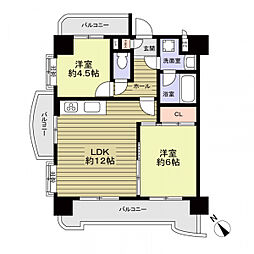 ライオンズマンション康生通第2 2LDKの間取図画像