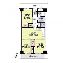 八事パーク・マンション 3LDKの間取図画像
