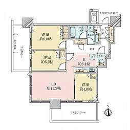 シティタワー東梅田パークフロント 3SLDKの間取図画像