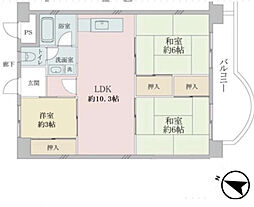 住吉台住宅7号棟 3LDKの間取図画像