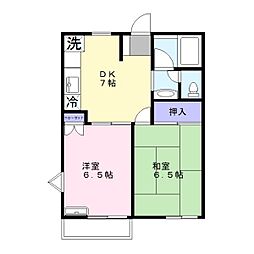 ロイヤル榎 2DKの間取図画像