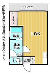 リビオン中津口No.3号マンション ワンルームの間取図画像