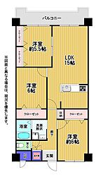 コーポランド砂津 3LDKの間取図画像