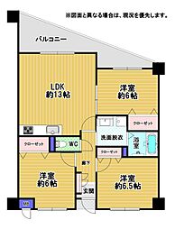 グランドパレス守恒2 3LDKの間取図画像