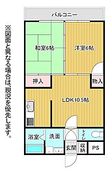 フジエホワイトローザ熊谷 2LDKの間取図画像