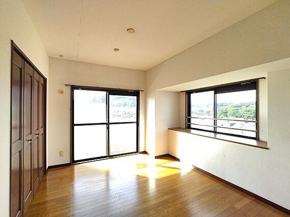 南西角部屋で日...