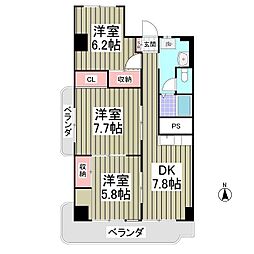 坂口コーポ 3DKの間取図画像