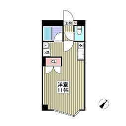 キュウブEX北代田 ワンルームの間取図画像