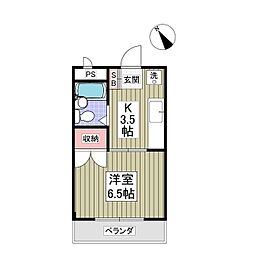 クーノス北坂戸 1Kの間取図画像