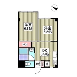 第一登美ビル 2DKの間取図画像