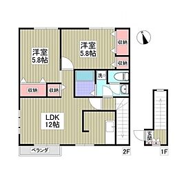 モダンピープルB 2LDKの間取図画像
