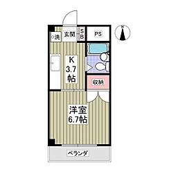 クーノス北坂戸 1Kの間取図画像