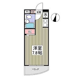 ポルシェ的場 ワンルームの間取図画像