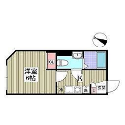 KensingtonHouse 1Kの間取図画像