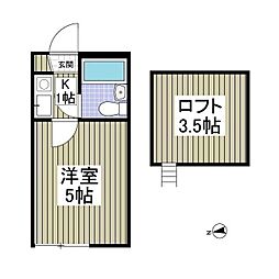 プラザドゥシュバリエ 1Kの間取図画像