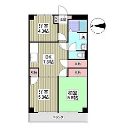 インペリアル本丸 3DKの間取図画像