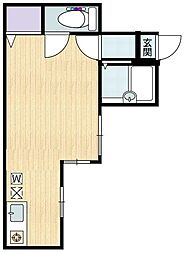 JTテラスハウス江北弐番館 1階ワンルームの間取り