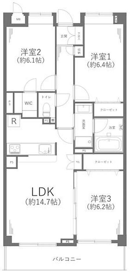 3LDK 間取り