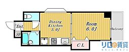 有馬パレス新大阪 1DKの間取図画像