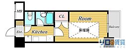ローズコーポ新大阪9 1Kの間取図画像