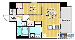 エル・セレーノ新大阪北 13階1LDKの間取り