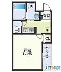 AILE柴島 2階1Kの間取り