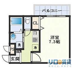 AILE柴島 2階1Kの間取り