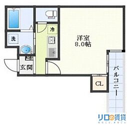 AILE柴島 4階1Kの間取り