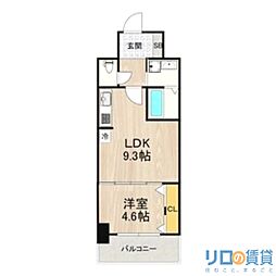 セノアタワー新大阪(旧:グランルクレ新大阪) 5階1LDKの間取り