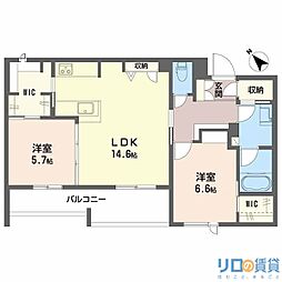 オルキデア クオーレ 2階2LDKの間取り