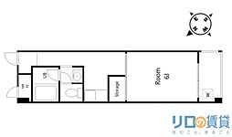 サフラン木下 209 2階1Kの間取り