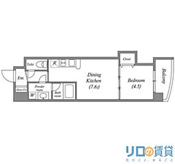 ルクレ新大阪レジデンス 4階1DKの間取り