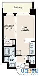 S-RESIDENCE東三国amante 2階1LDKの間取り