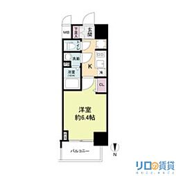 ArtizA淡路 6階1Kの間取り