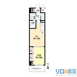 パークフラッツ新大阪 9階1DKの間取り