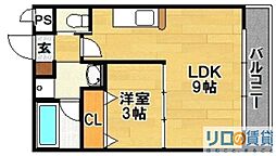 アーバンフラッツ西中島 3階1LDKの間取り
