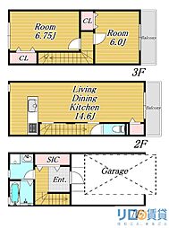 ヴィクトワール・テラス東三国 1階2LDKの間取り