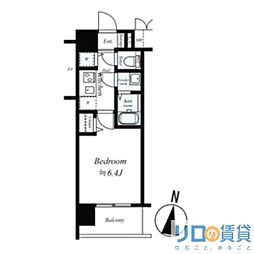 ララプレイス新大阪LD 5階1Kの間取り