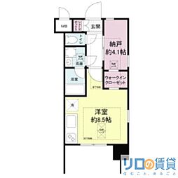 レジディア新大阪 10階ワンルームの間取り