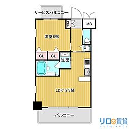 スプランディッド新大阪キャトル 10階1LDKの間取り