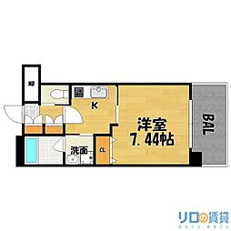 レジディア新大阪2 1Kの間取図画像