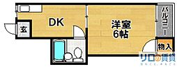 第1生島ハイツ 1Kの間取図画像